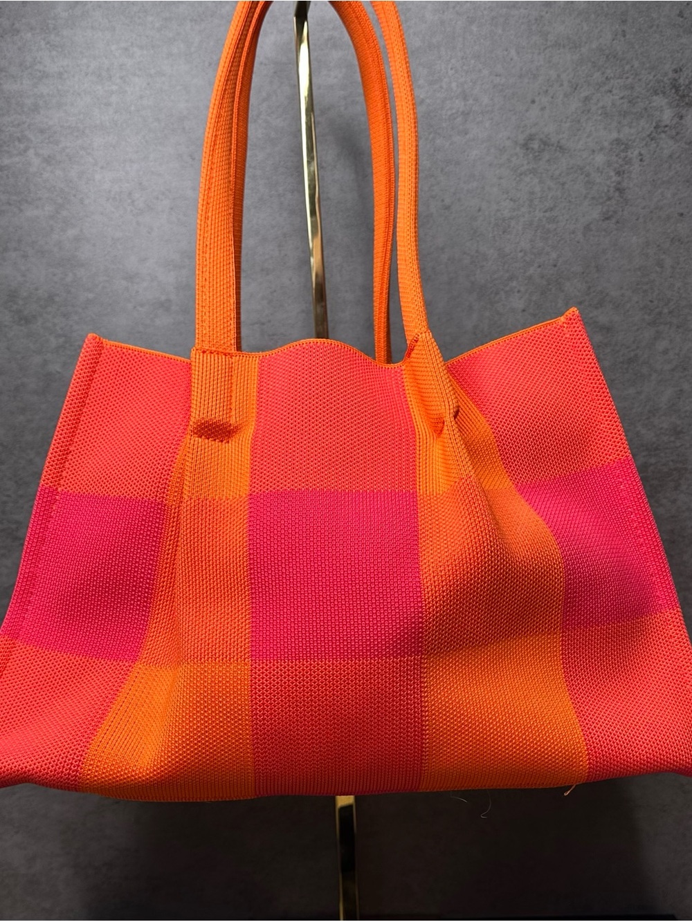 COS Colorblock Knit Tote Bag Orange Pink  Shopper